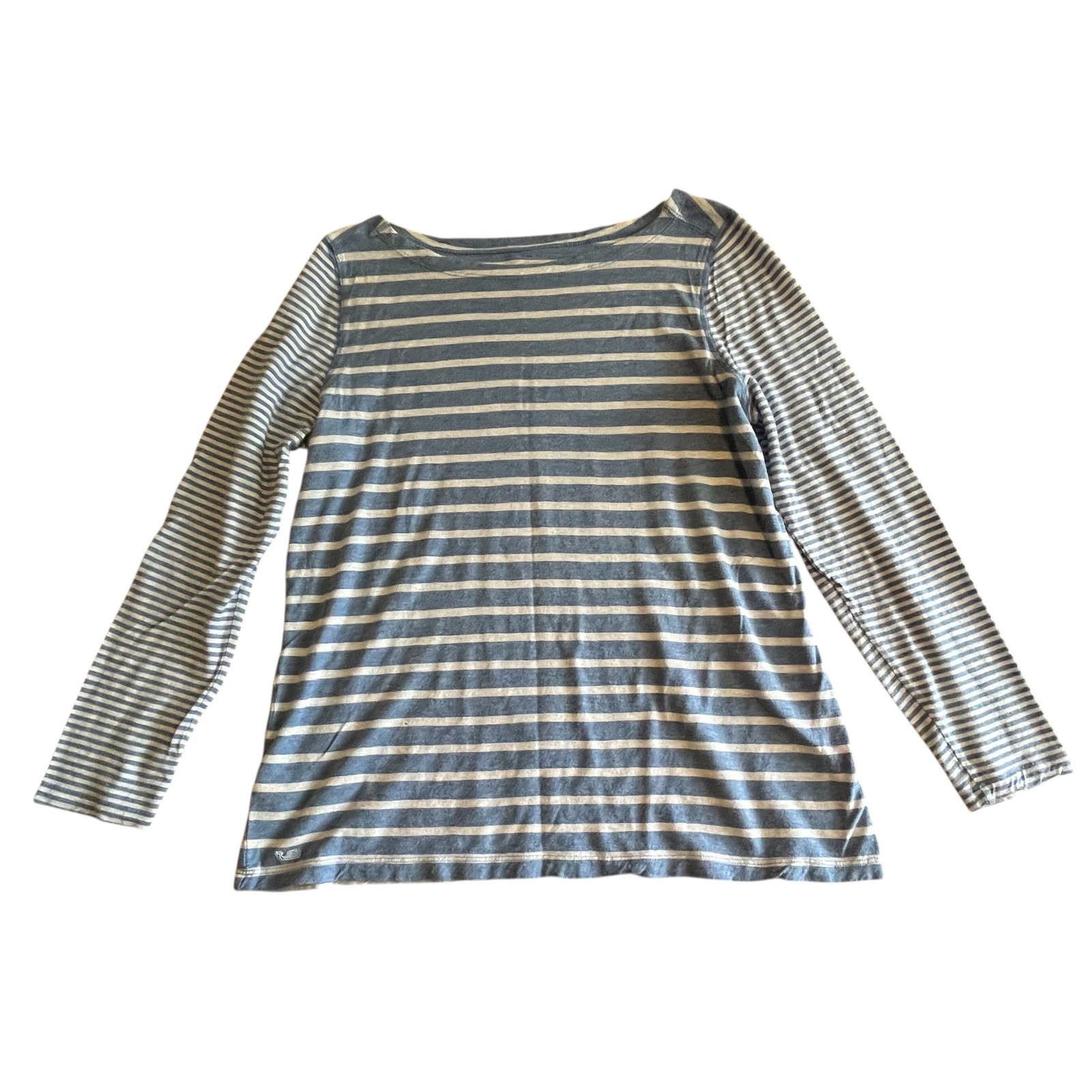 Vineyard Vines Womens Blue White Striped Boat Neck Long Sleeve Tee Top Size L